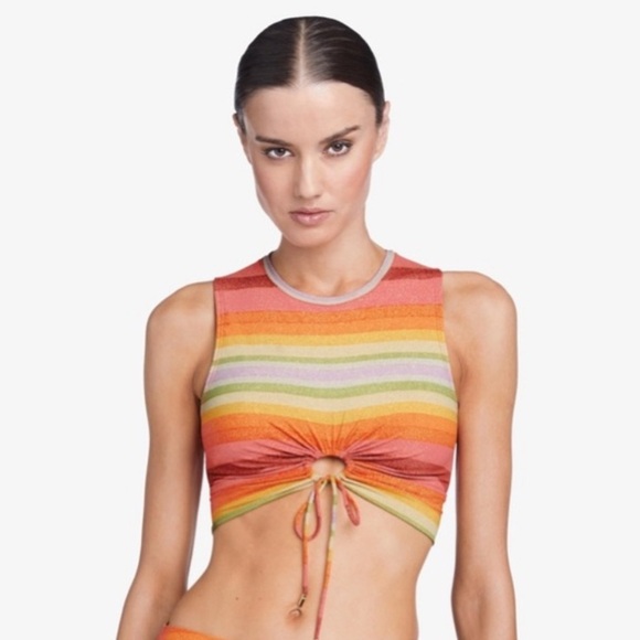 Robin Piccone Greta Swim Top Sz Medium Shimmer Multicolored New - Picture 3 of 7